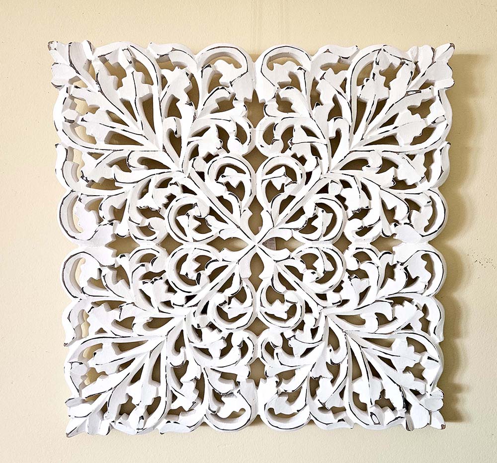 CUADRO MAD TALLADO FLORAL 40CM