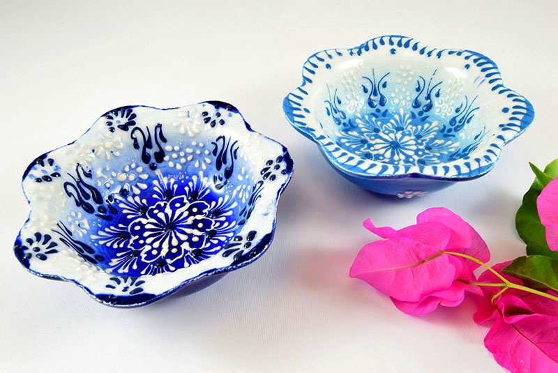 CUENCO CER FLOR AZUL/BLAN M 13