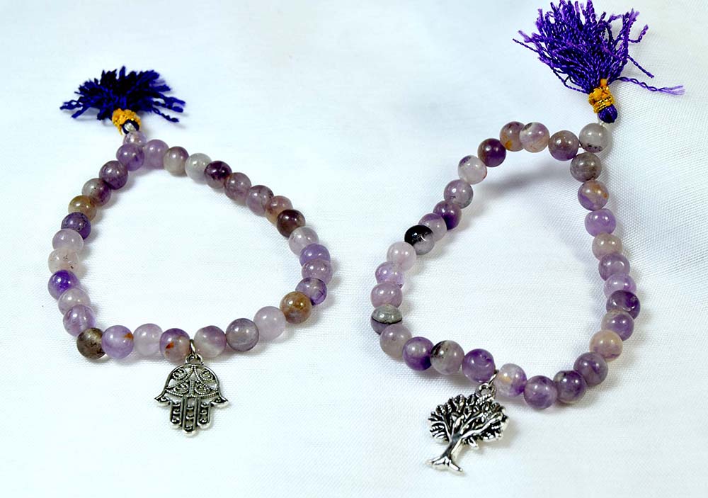 PULSERA AMATISTA 6 MM C/CHARM