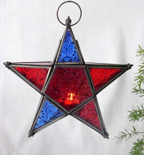 [9075425] LINTERNA ESTRELLA VIDRIO 20 CM