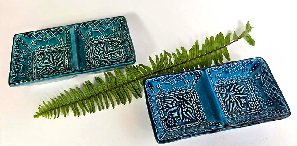 CUENCO DOBLE CERÁMICA AZUL