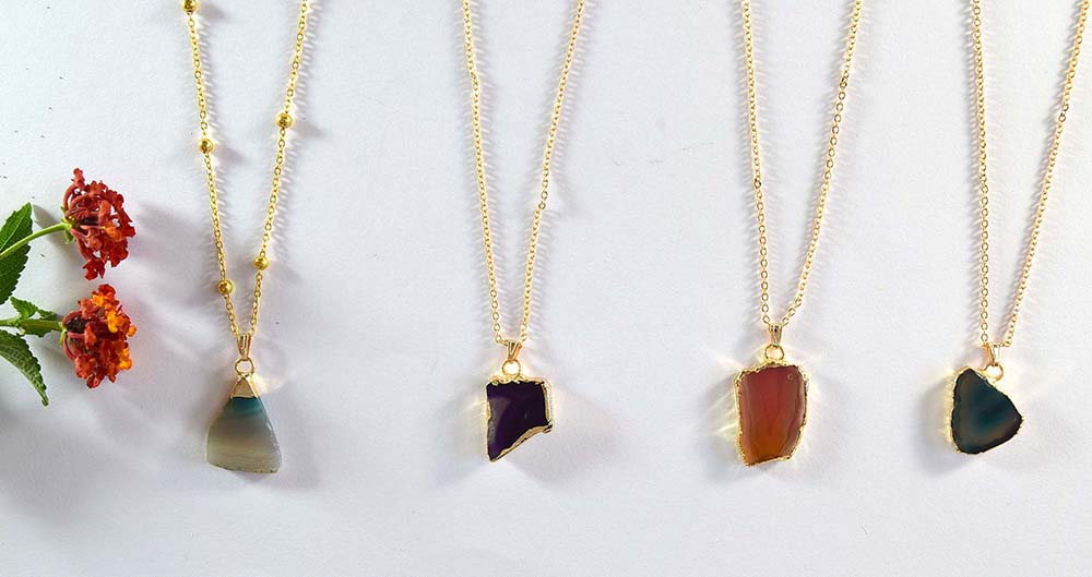 NECKLACE STONE SURTIDO GOLDEN 035