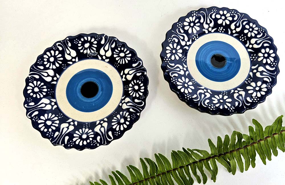 PLATE CERAMIC EVIL EYE P 12 CM