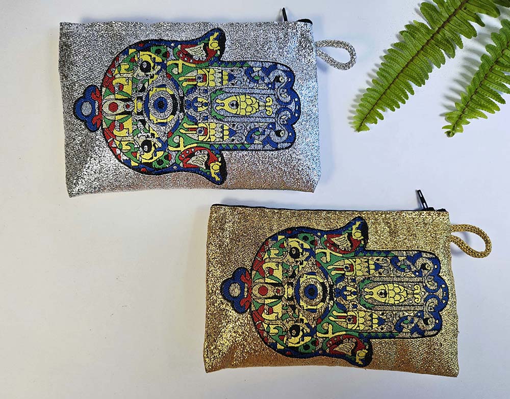 MONEDERO HAMSA BRILLO 15X10 CM