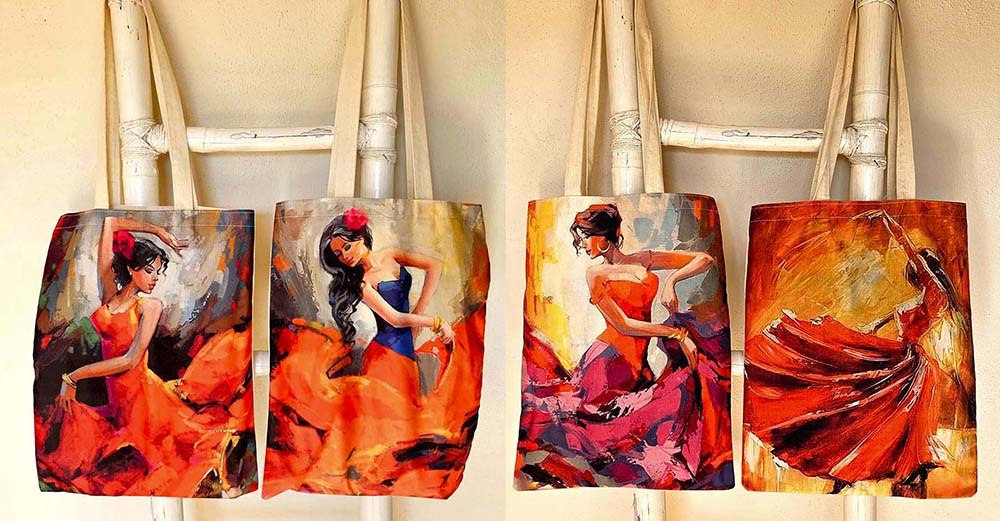 BOLSO ALGODÓN FLAMENCA 43X34 CM