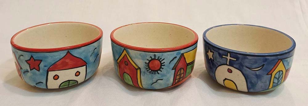 BOWL CERAMIC HOUSES 9 CM
