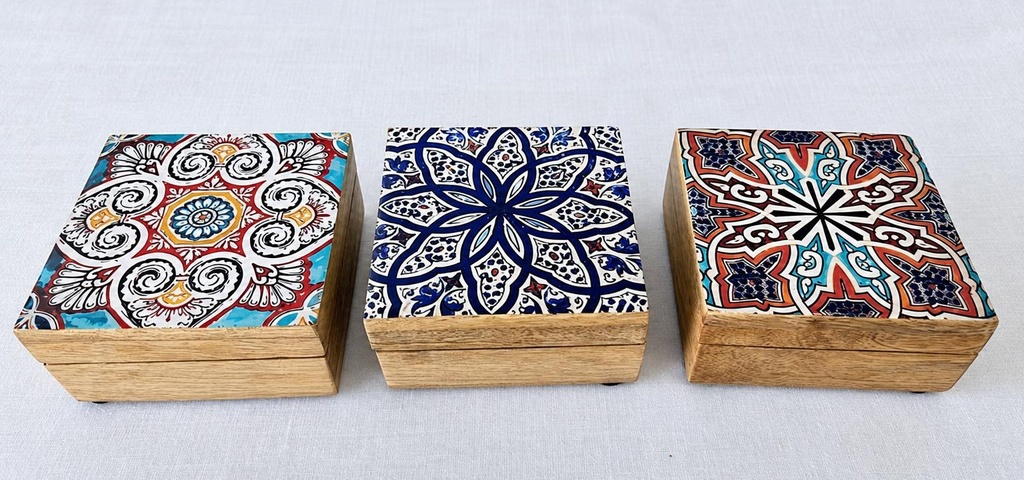 SCATOLA LEGNO E RESINA 10 CM MAROCCHINO