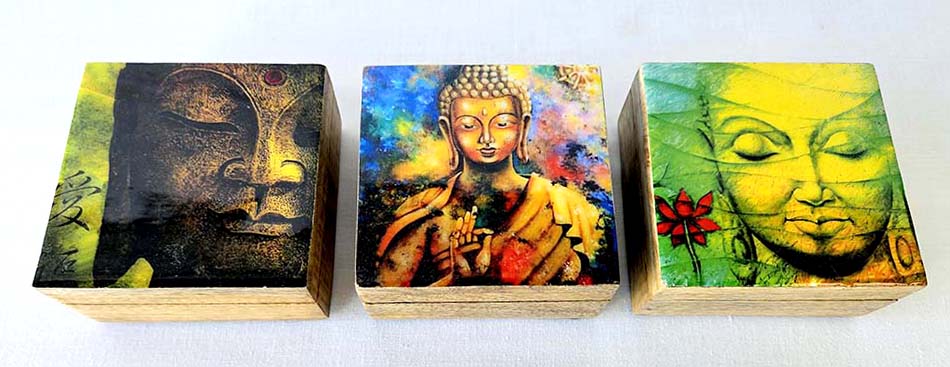 BOX WOOD AND RESIN 10 CM BUDDHA