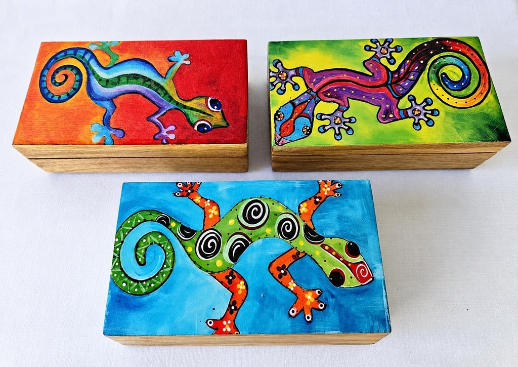 BOÎTE BOIS ET RÉSINE 18X10CM GECKO