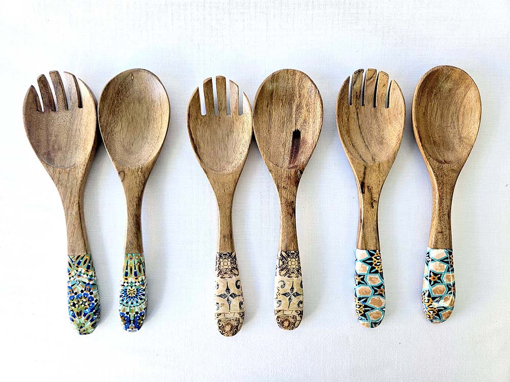 SET DI 2 CUBIERTO LEGNO E RESINA MOSA 27