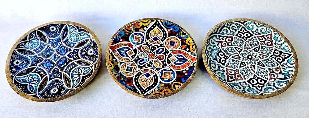 PLATE WOOD AND RESIN 20 CM MORROC 2