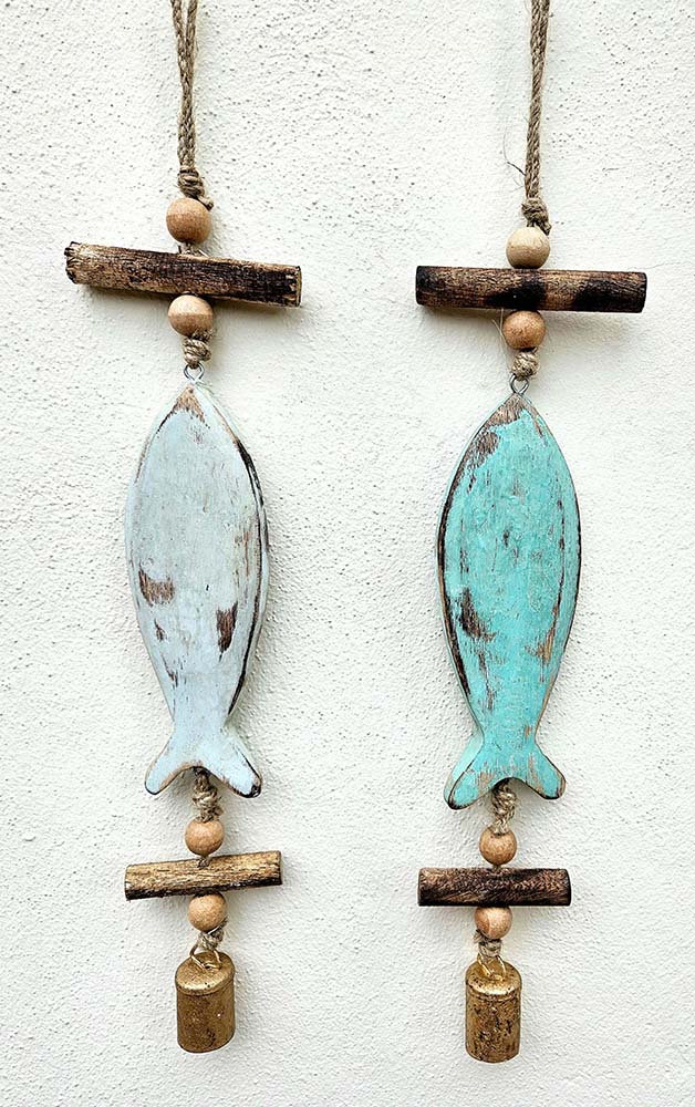 MOVIL PECES MADERA PINTADA