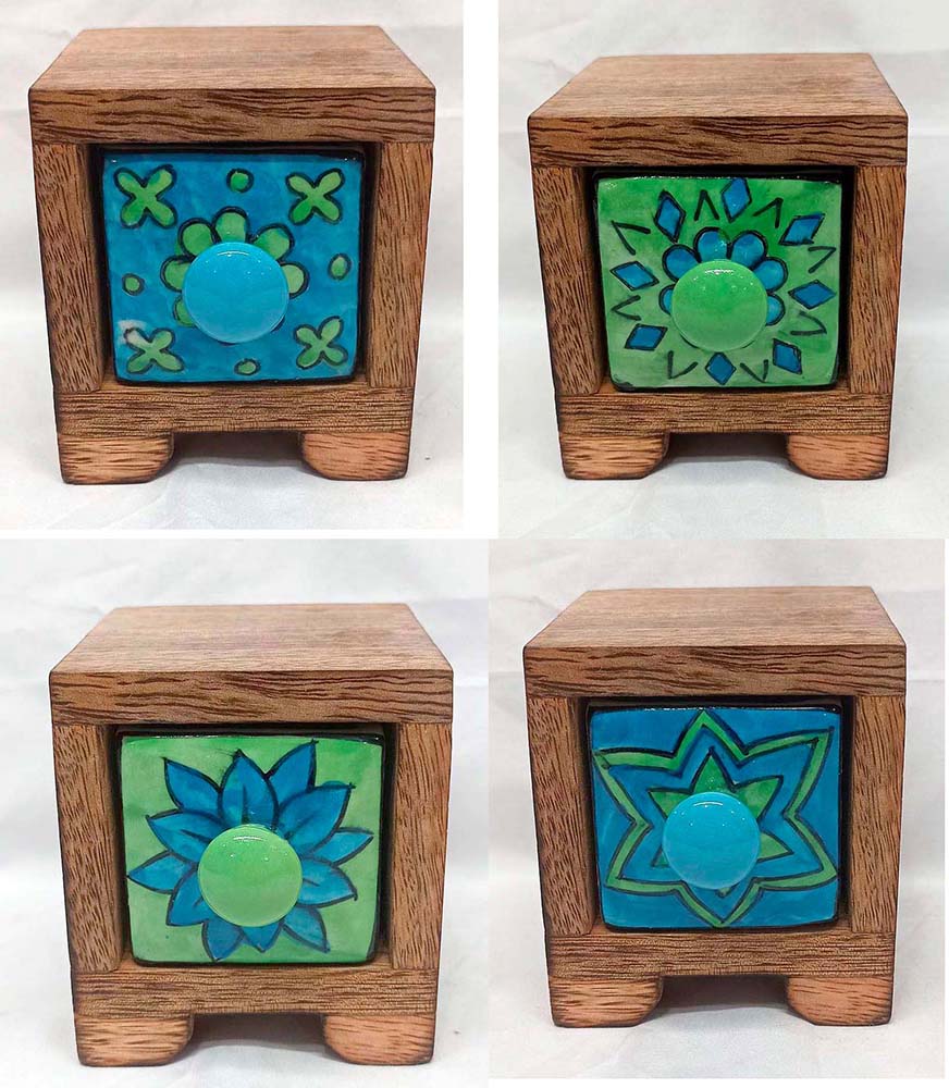 CABINET MINI 1 DRAWER CERAMIC VERDE