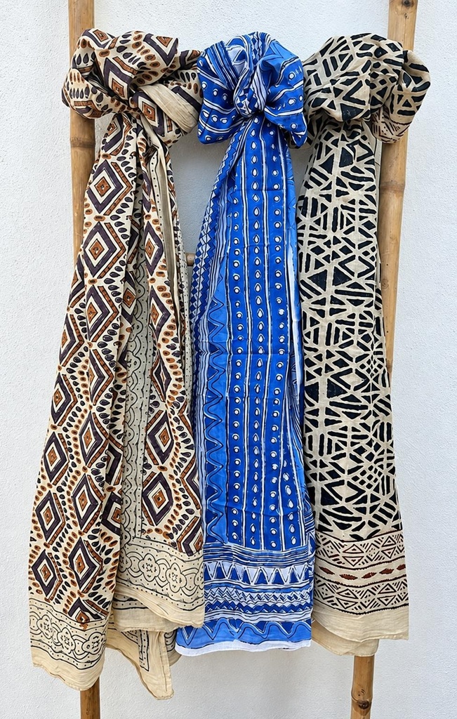 PAREO COTTON BLOCK PRINT180X110 Nº34
