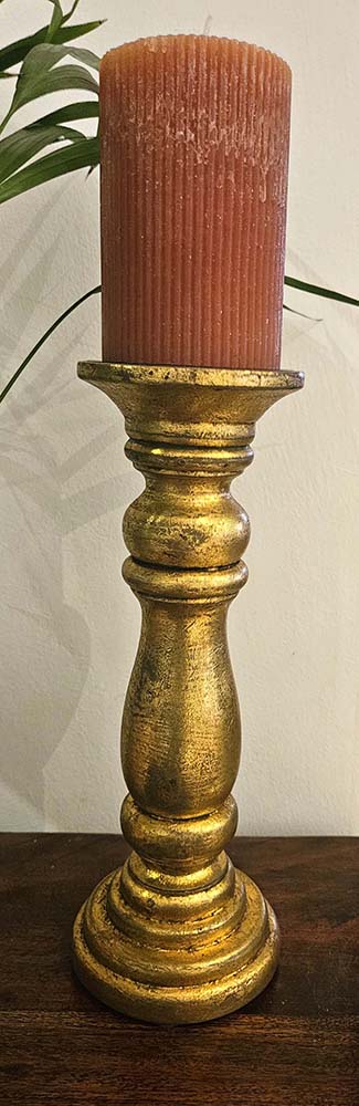 PORTAVELA MADERA/ORO 30X11 CM