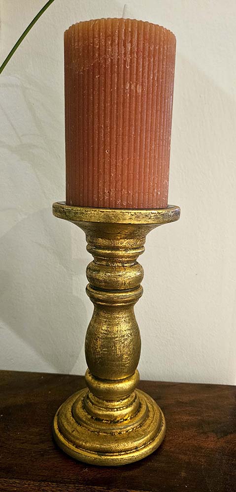 PORTAVELA MAD/ORO 20X11 CM