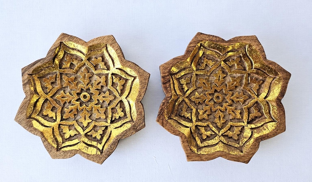 PLATEAU BOIS MANDALA FLEUR 16