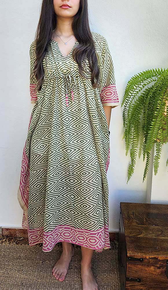 KAFTAN LARGO ALGODÃO BLOCKPRIN