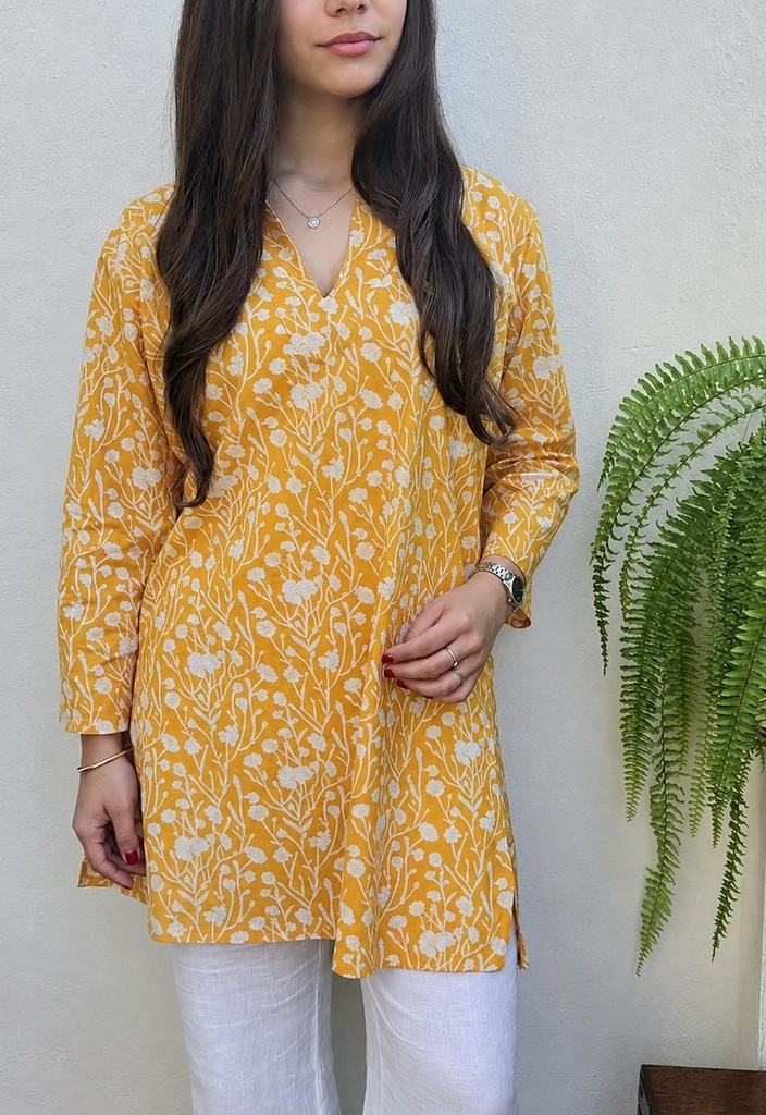 KURTA LARGO ALGODÓN BLOCKPRINT