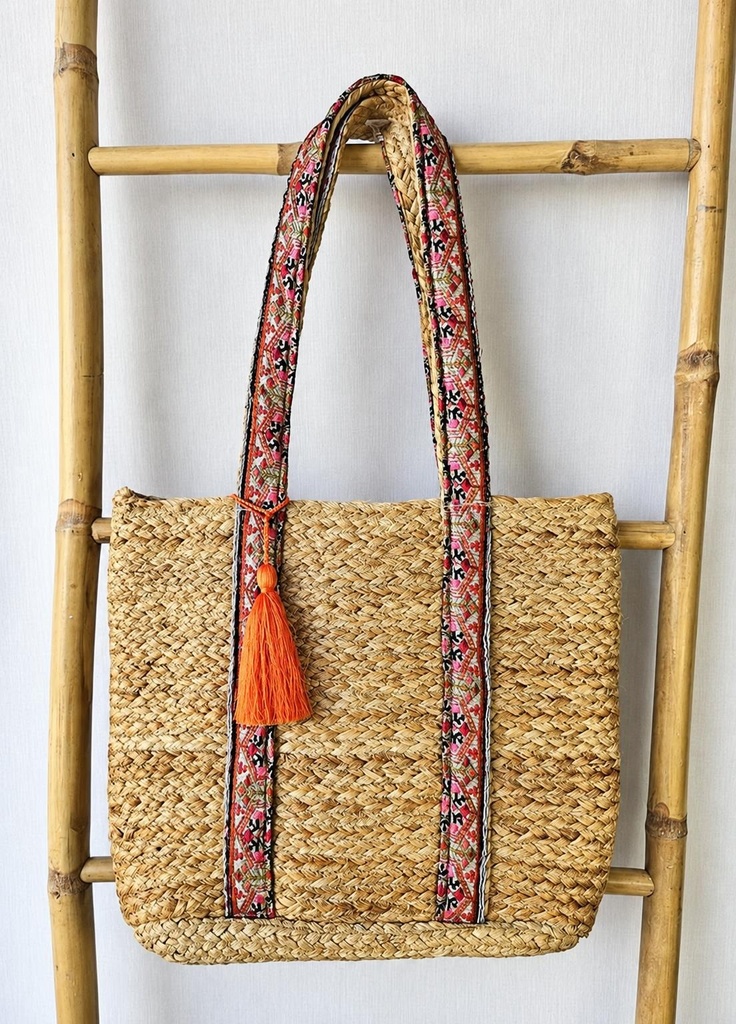 BORSA DE IUTA CON TEJIDO 45X30 CM
