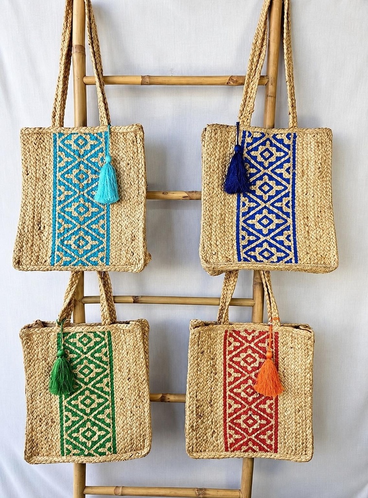 BAG DE JUTE FRANJA PRINT 40X36