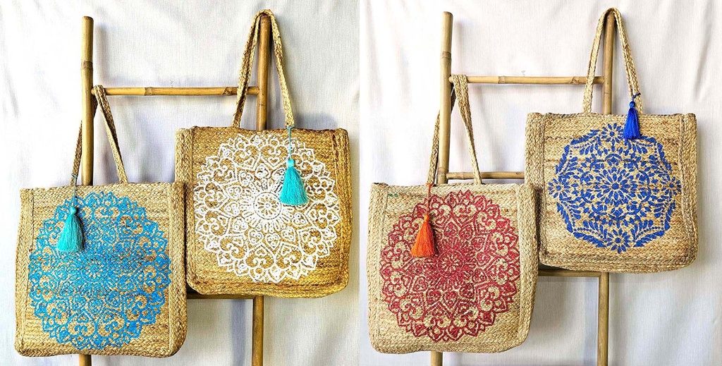 BOLSA DE JUTA MANDALA PRINT 40X36