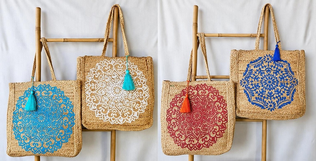 BOLSO DE YUTE MANDALA PRINT 40X36