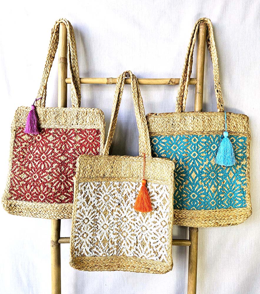 BOLSO DE YUTE FLOR PRINT 40X36