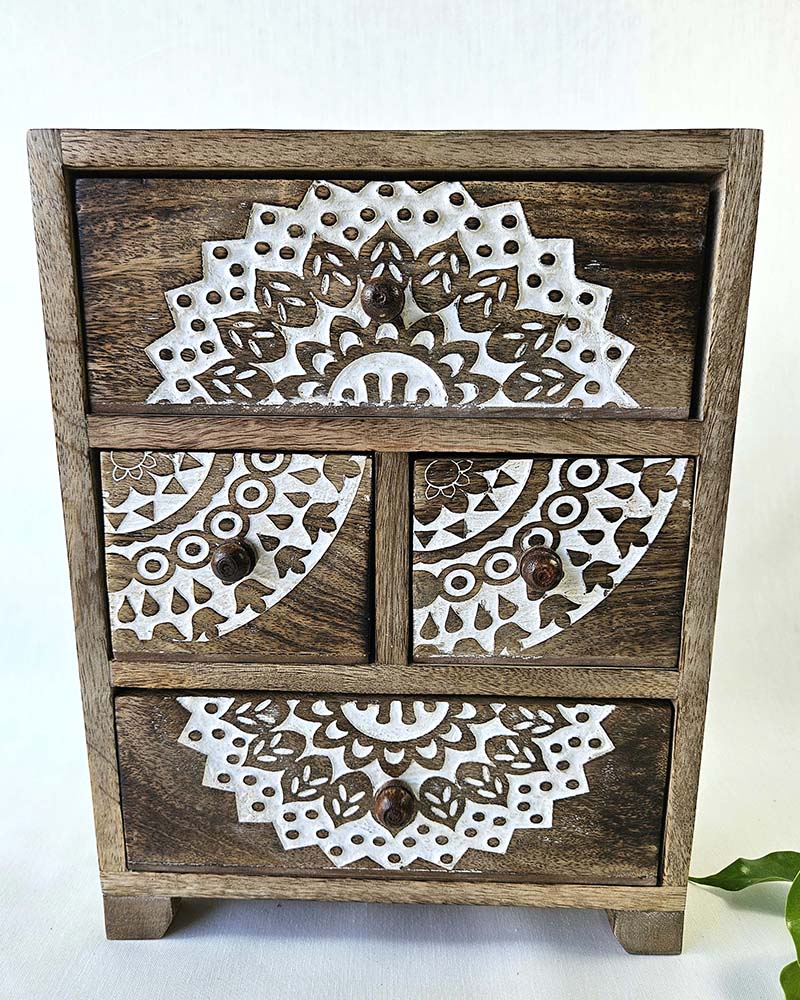 CABINET MINI WOOD 4 DRAWER 23X19CM