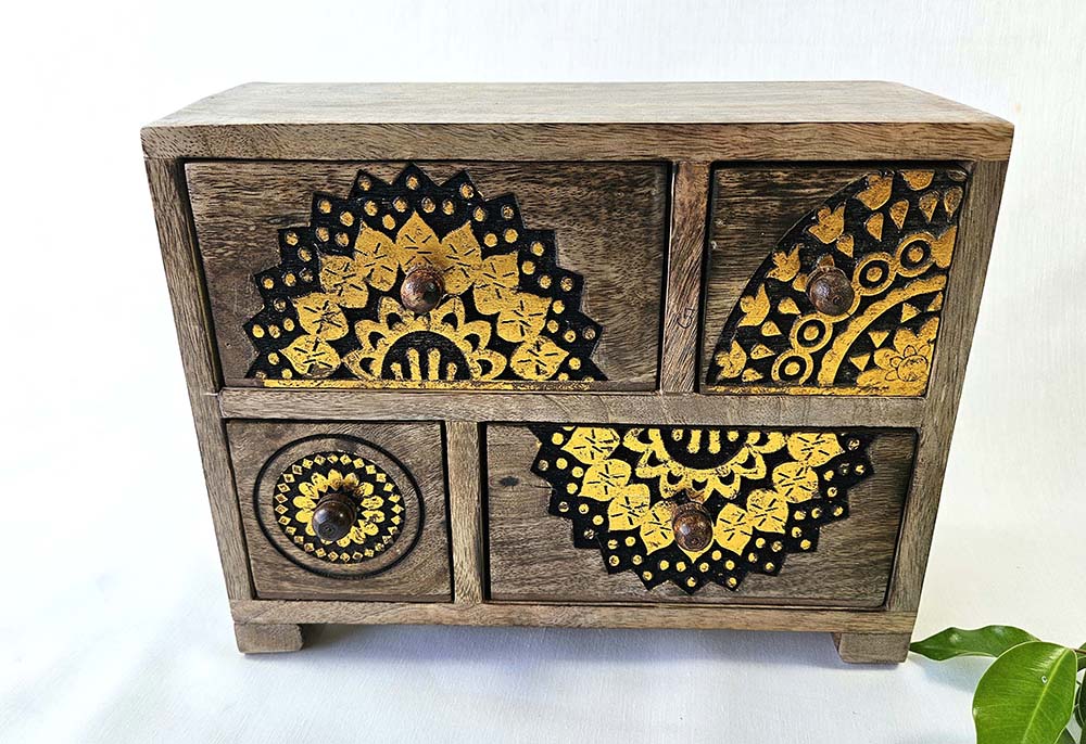 CABINET MINI WOOD 4 DRAWER 27X21CM