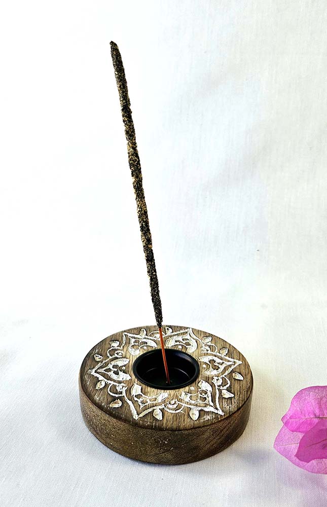 INCENSARI0 MADEIRA ENTALHADA MANDALA 10