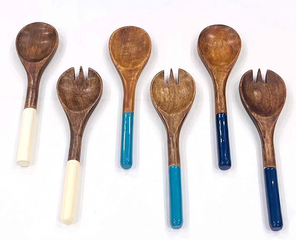 SET OF 2 CUBIERTOS WOOD ENAMELED