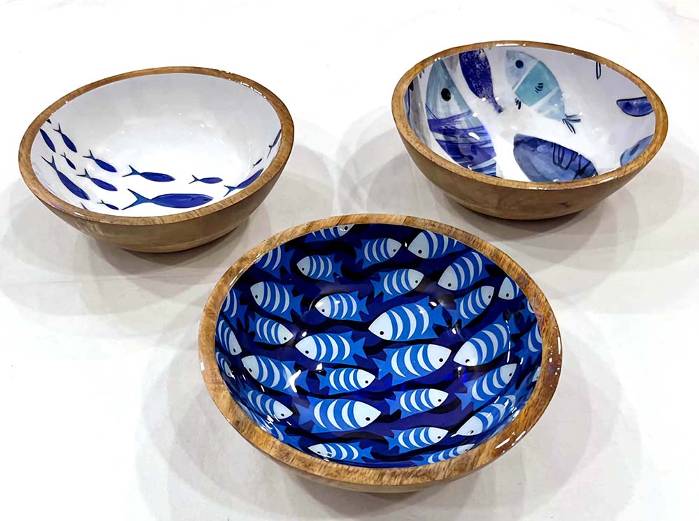 CUENCO MADERA Y RESINA PECES 20X7 CM