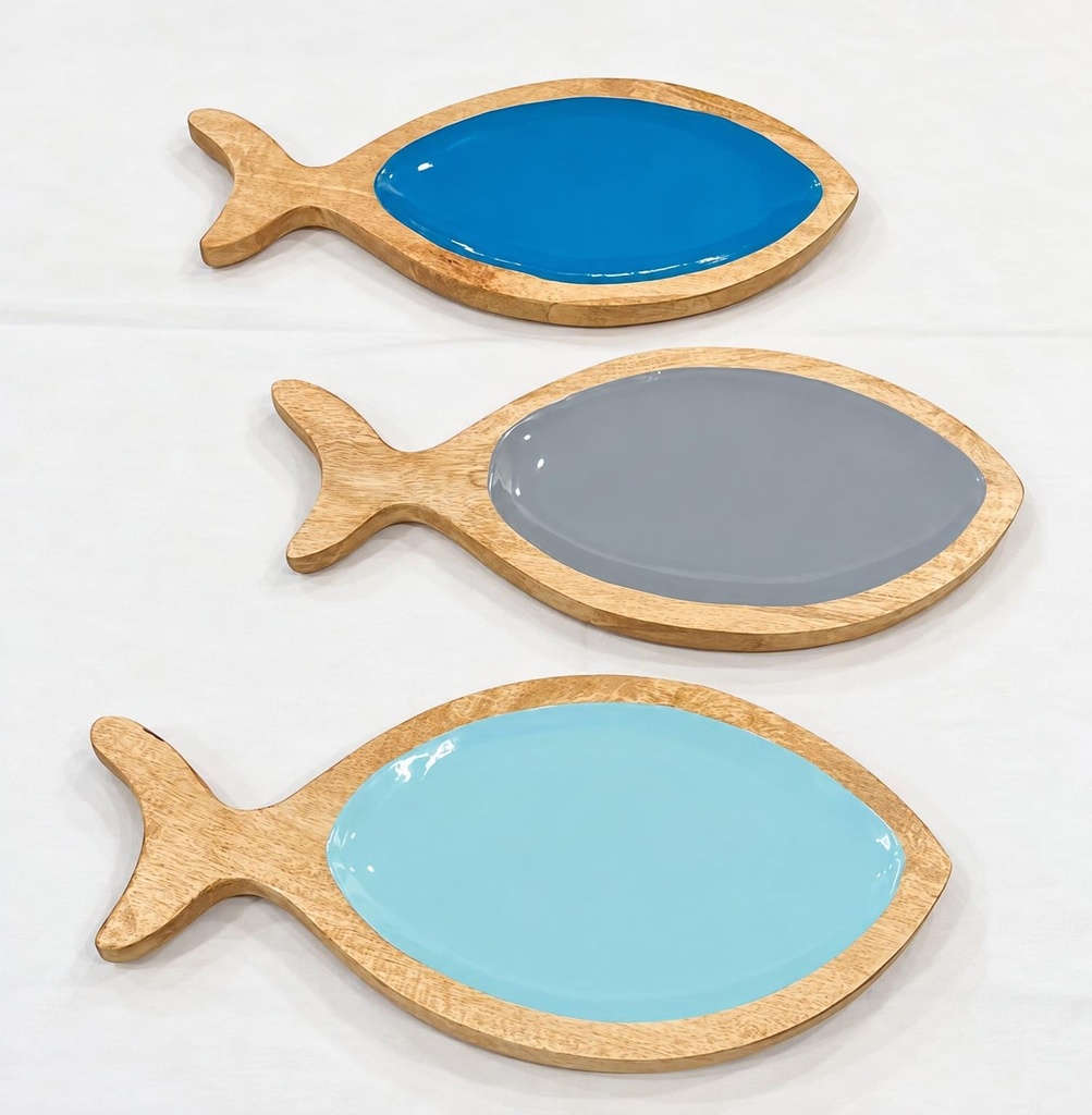 PEIXE OVAL MADEIRA ESMALTADA 38X18 G