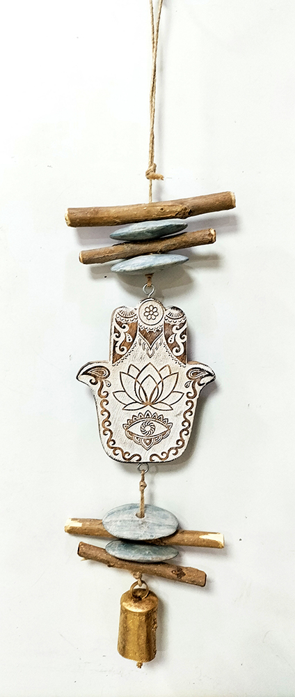 MÓBILE HAMSA MADEIRA-PEDRA 50 CM