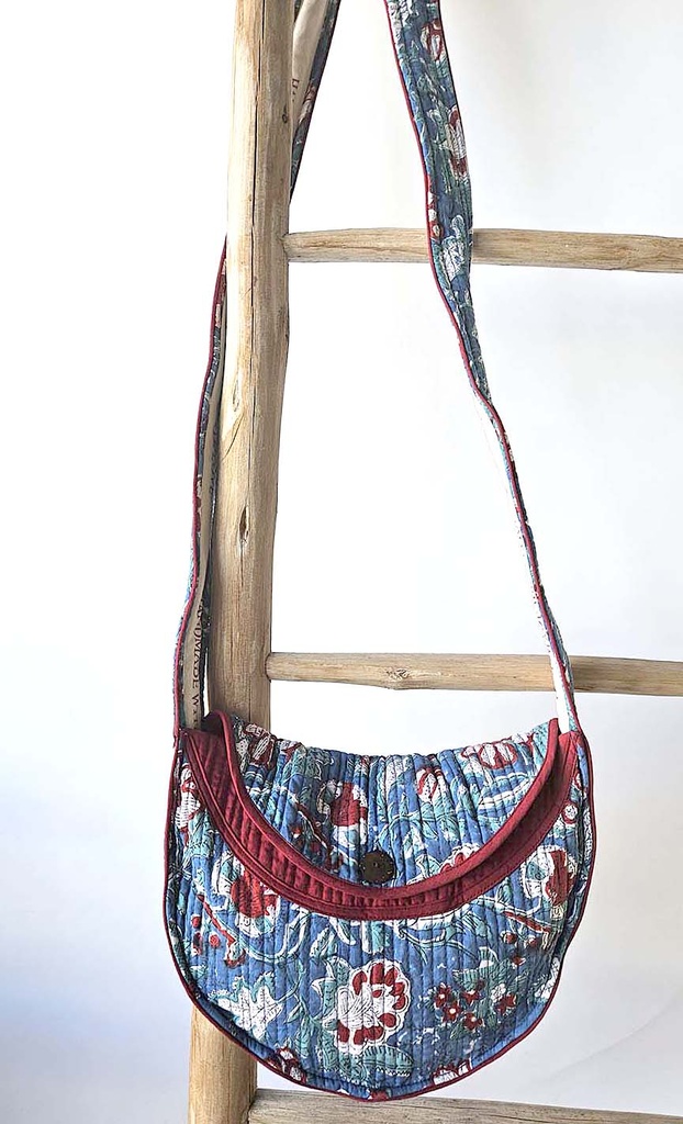 BAG COTTON RED BLOCK PRINT 26CM