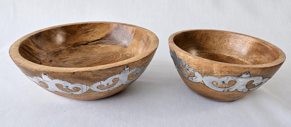 SET DE 2 CUENCOS MADERA Y METAL 20,15 CM