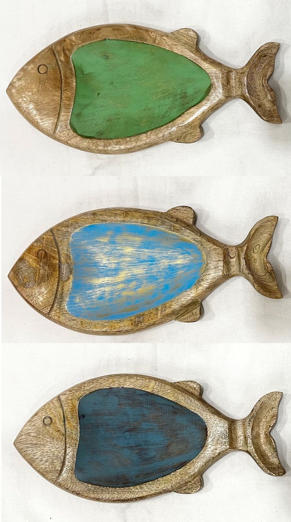 POISSON DORADA BOIS PEINTE ANT 35X16