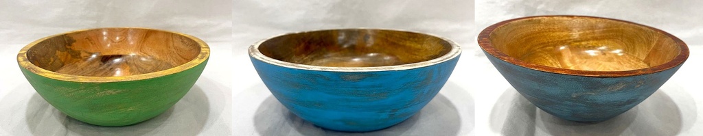 TIGELA MADEIRA PINTADA ANTIGUO M 20 CM