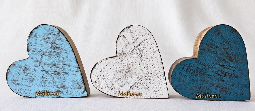 CORAZÓN MADERA PINTADA MALLORCA 12CM