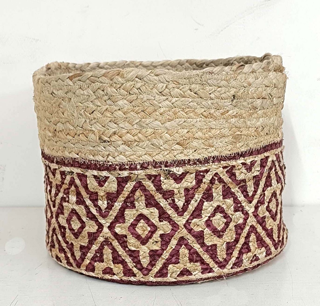 BASKET CON ASA JUTE-PRINT 28X23