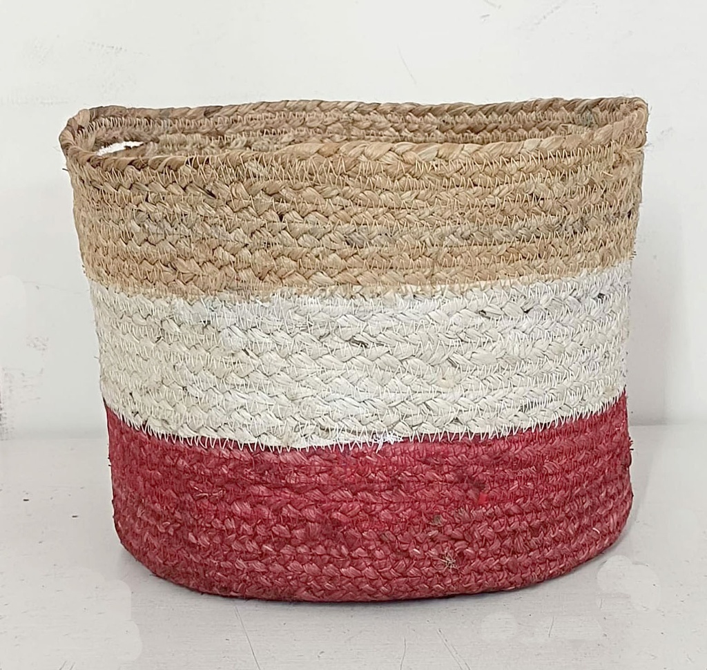 PANIER CON ASA JUTE-COULEUR 28X23