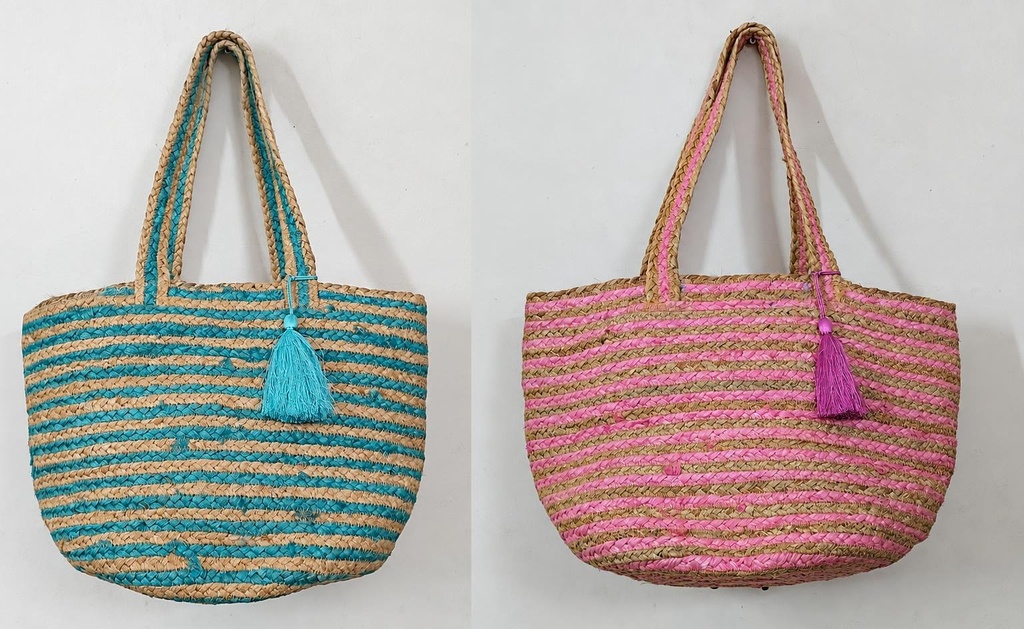 BOLSO DE YUTE RAYAS COLOR 43X30