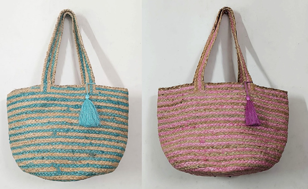 BOLSO DE YUTE RAYAS COLOR 43X30