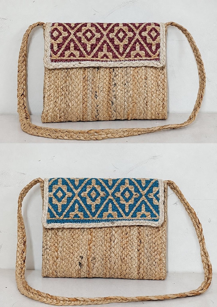 BORSA DE IUTA CON CON SOLAPA ESTAMPADA 30X24
