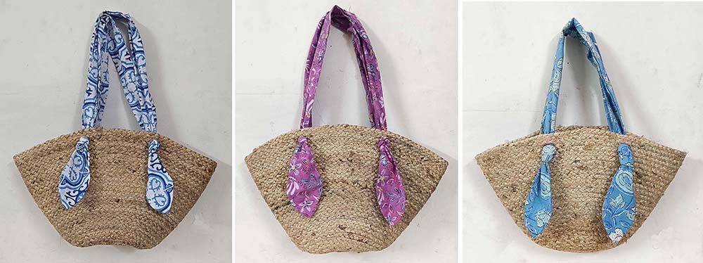 GRAND PANIER DE JUTE ASA COTON BL P46X26