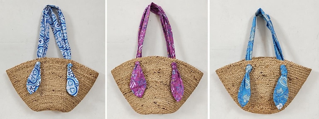 GRAND PANIER DE JUTE ASA COTON BL P46X26