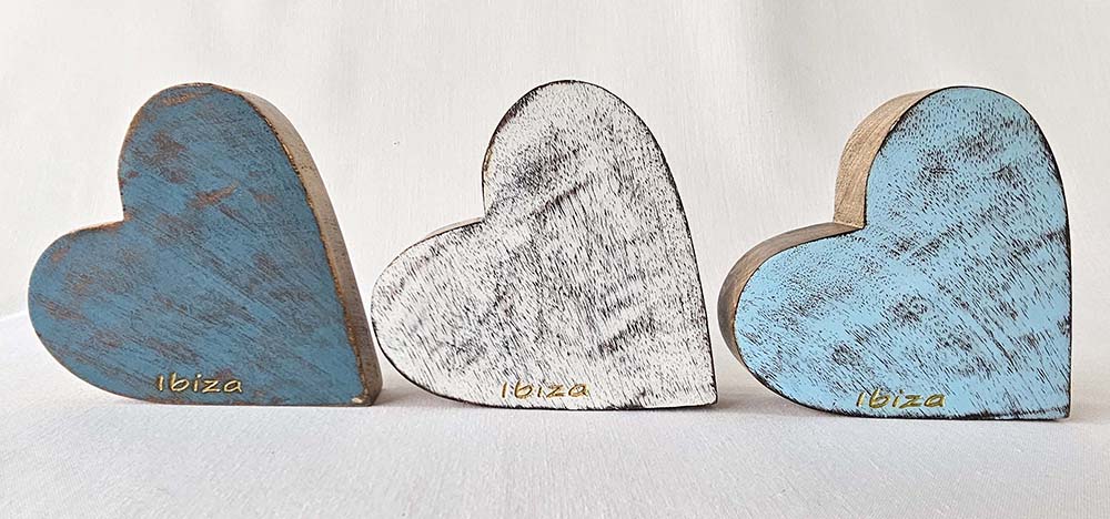 HEART WOOD PAINTED IBIZA 12 CM