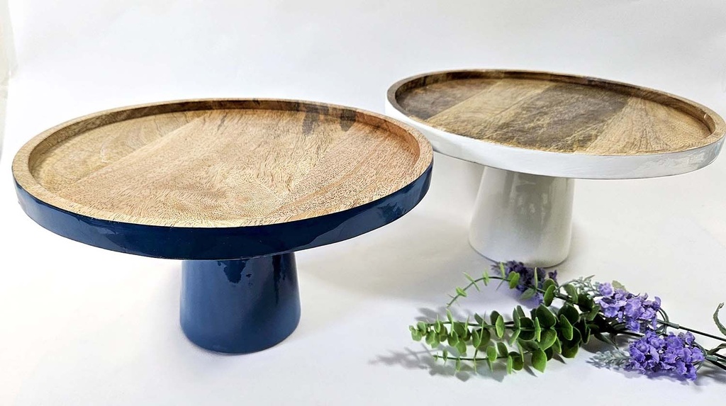 PLATE WITH BASE WOOD ENAMELED 30X15