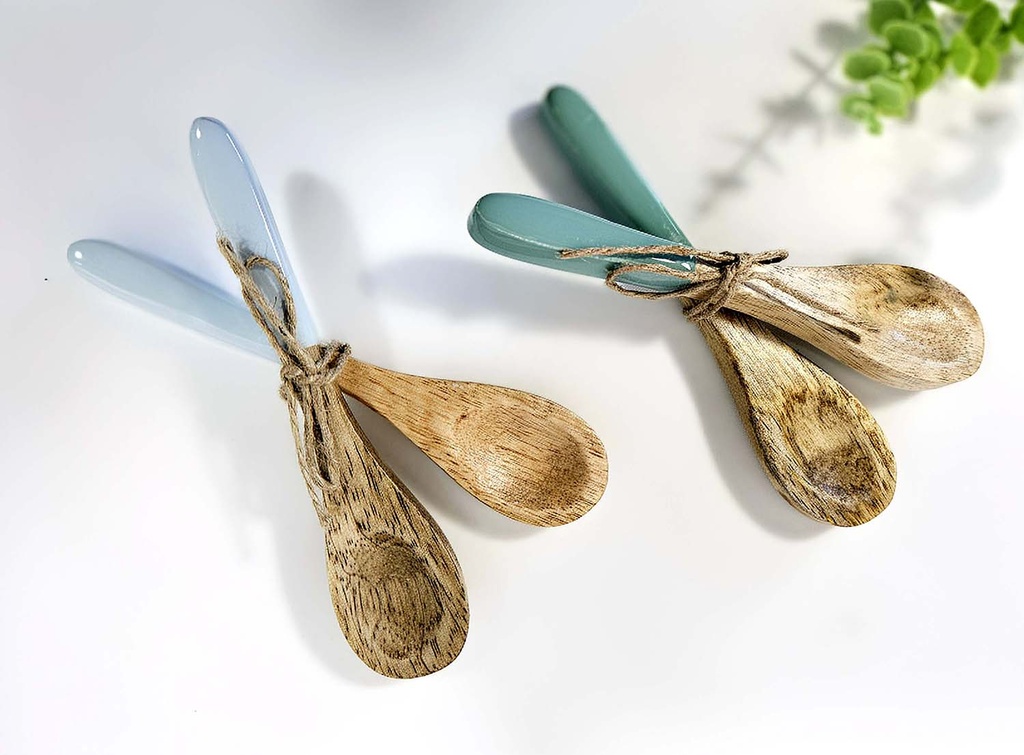 CONJUNTO DE 4 CUCHARAS MADEIRA ESMALTADA 14CM